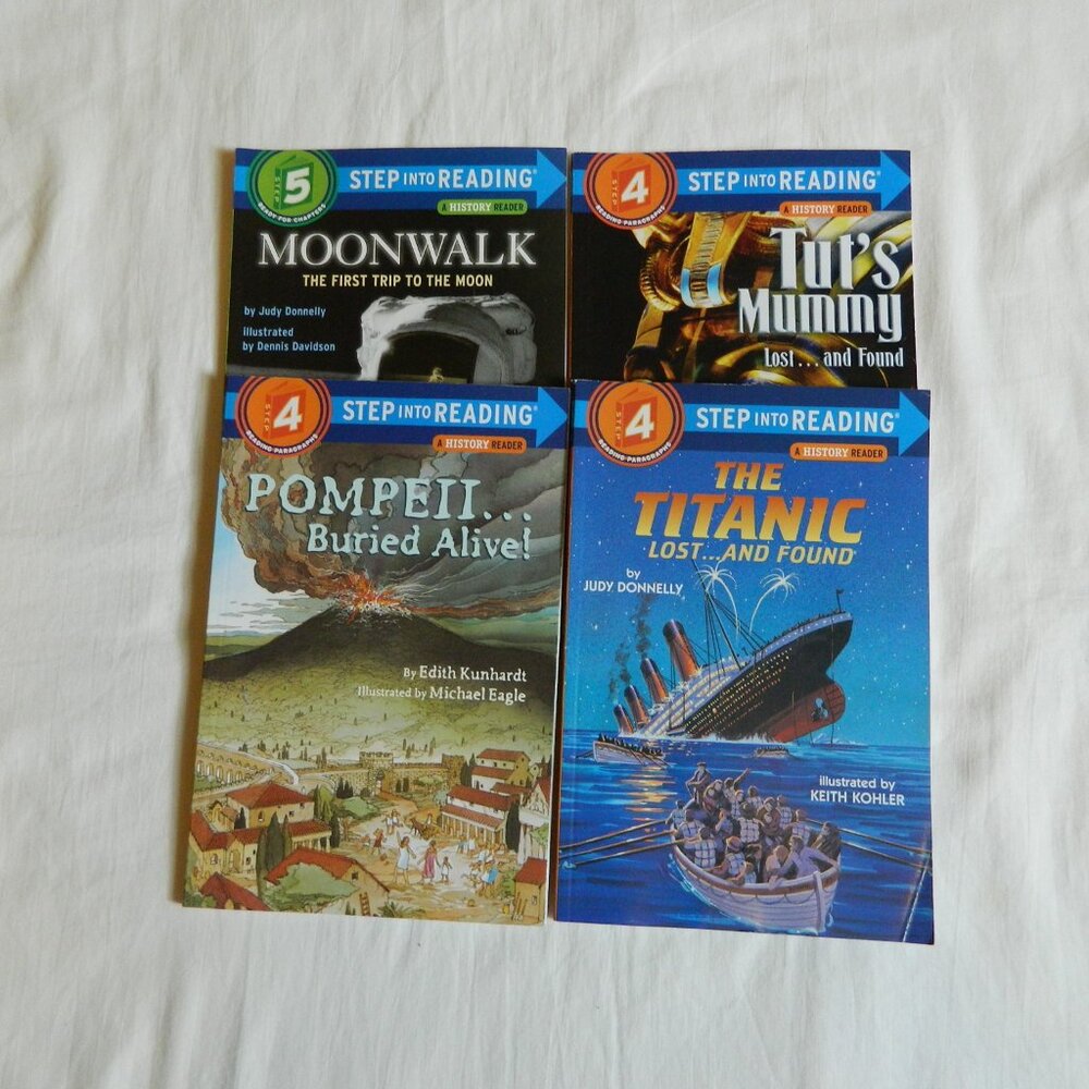Book Bundle Step into Reading Level 4 & 5 History Titanic Tut Pompeii Moonwalk